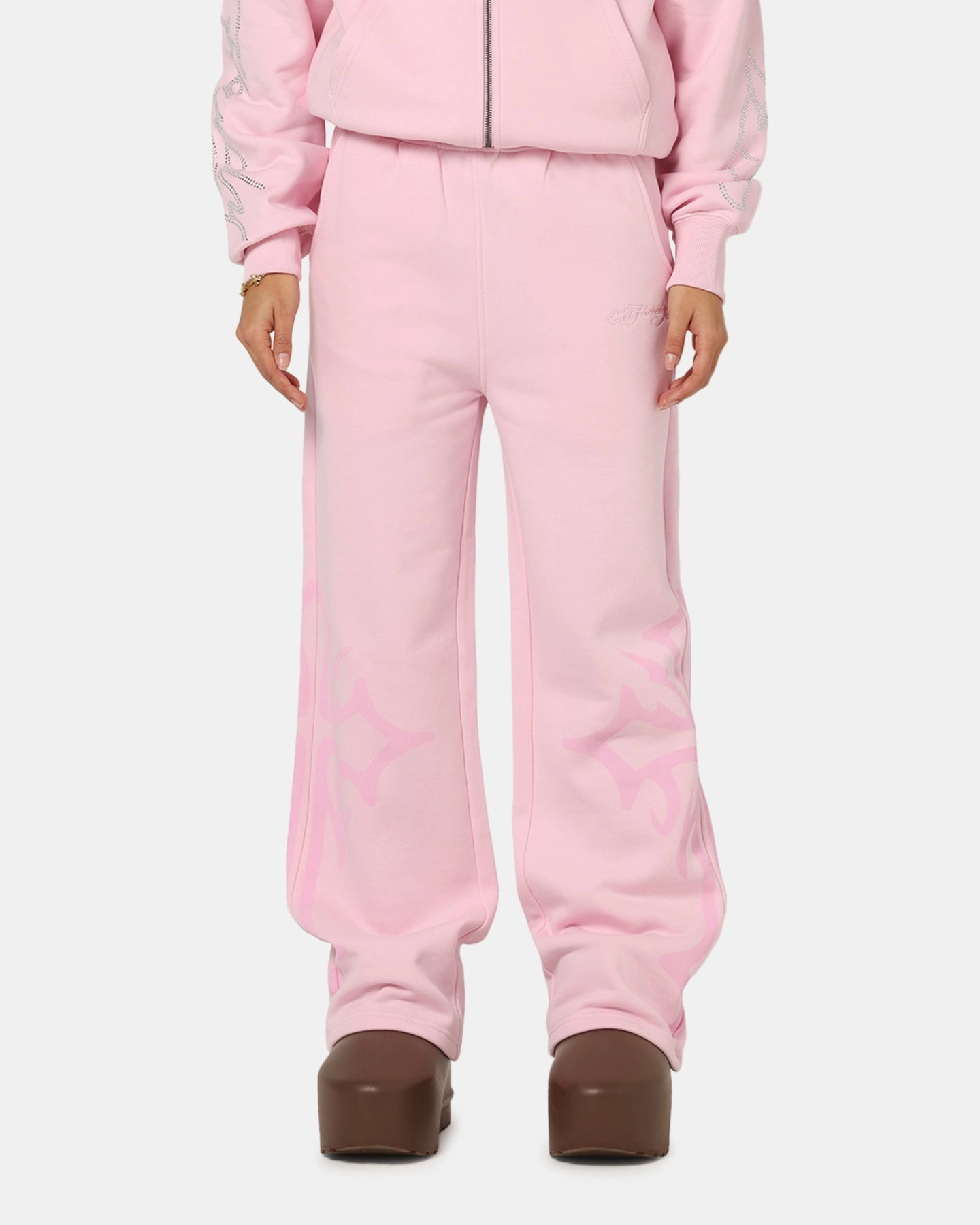 Ed Hardy Trinity Sweatpants Pink Pull-on style Functional Stretch