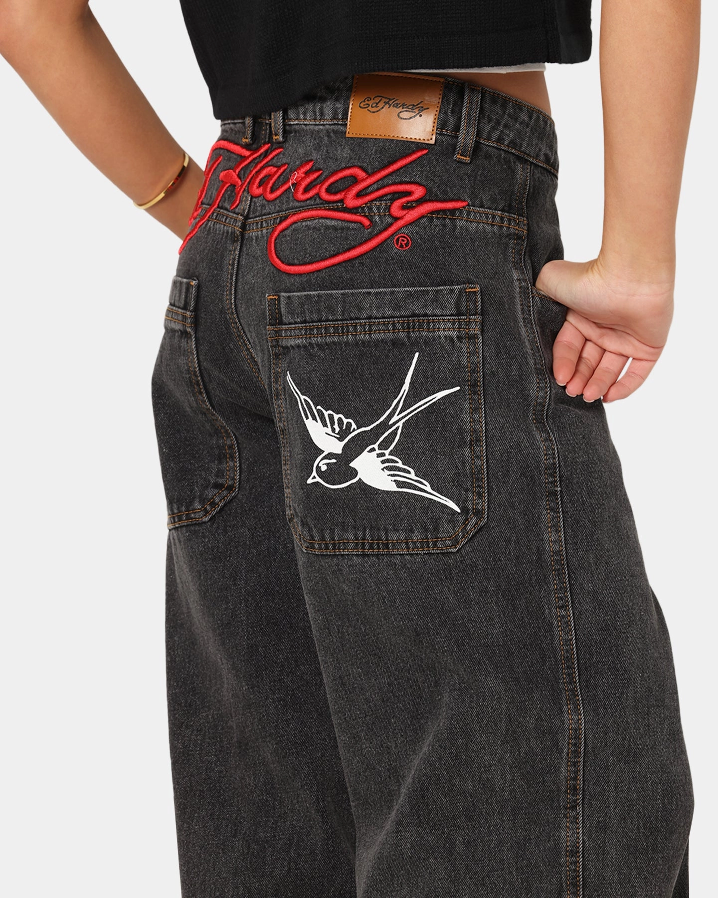 TaglessComfort Ed Hardy Wide Leg Jeans Black