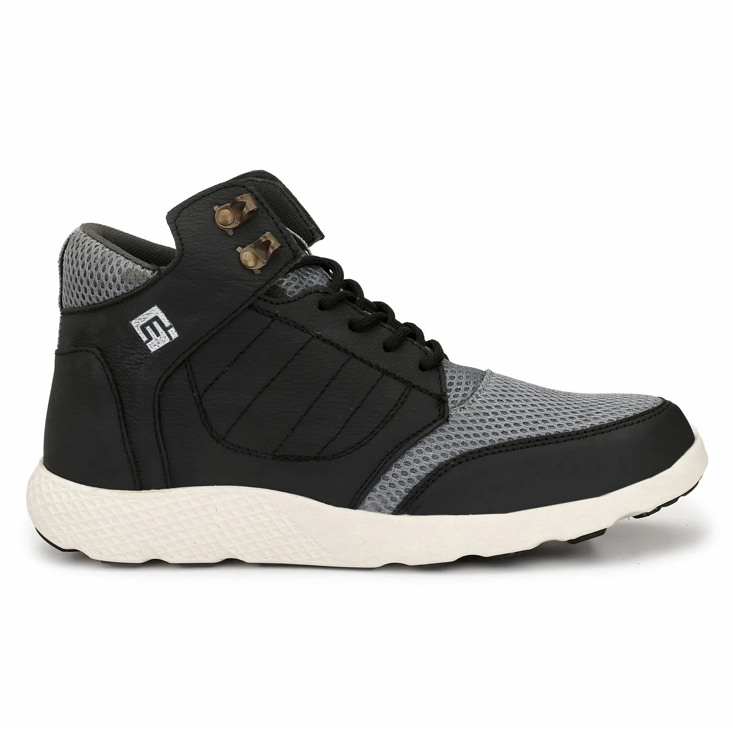 Eego Italy®® Genuine Leather Light Weight Men's Steel Toe Safety Shoes with Anti Skid Sole Grey
