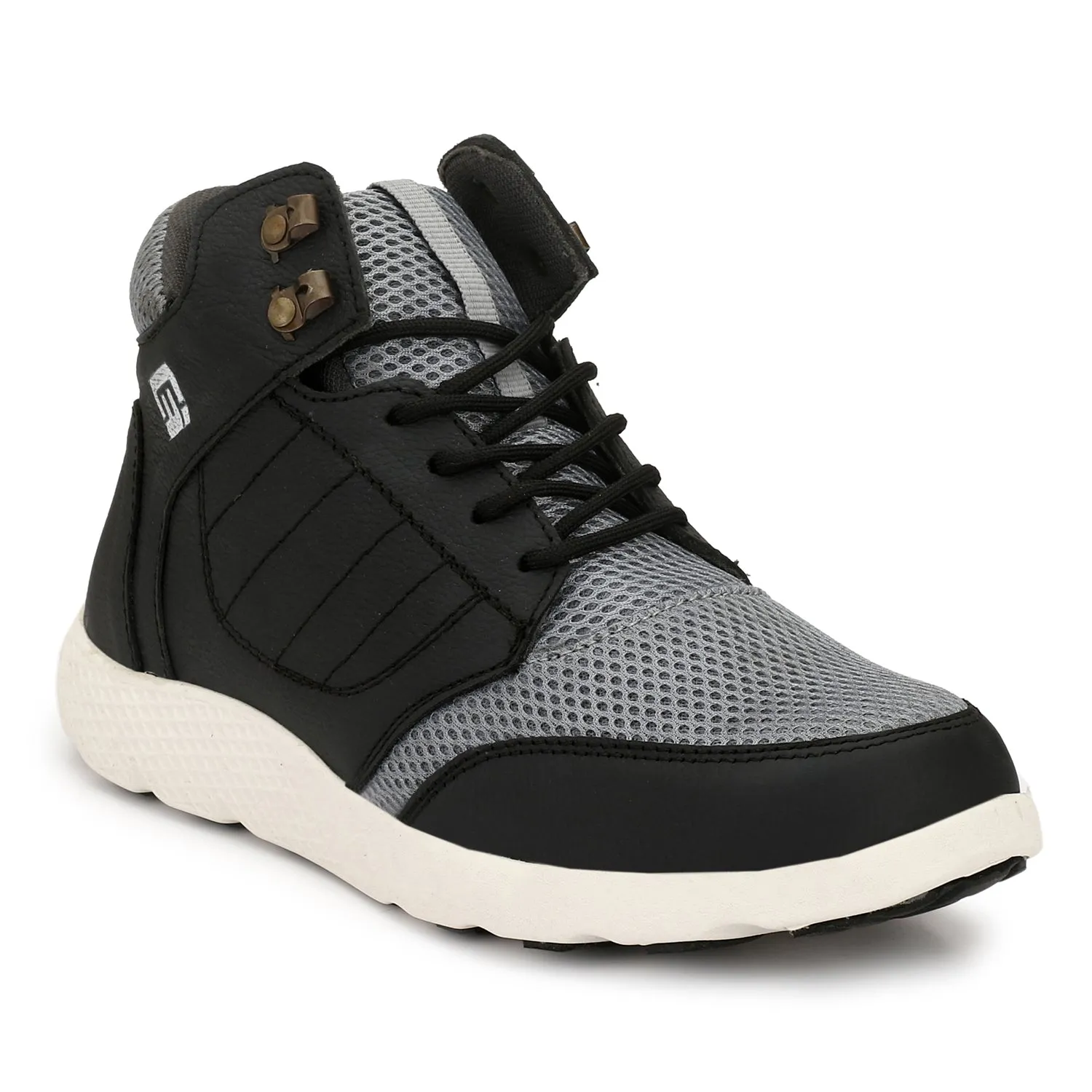 Eego Italy®® Genuine Leather Light Weight Men's Steel Toe Safety Shoes with Anti Skid Sole Grey
