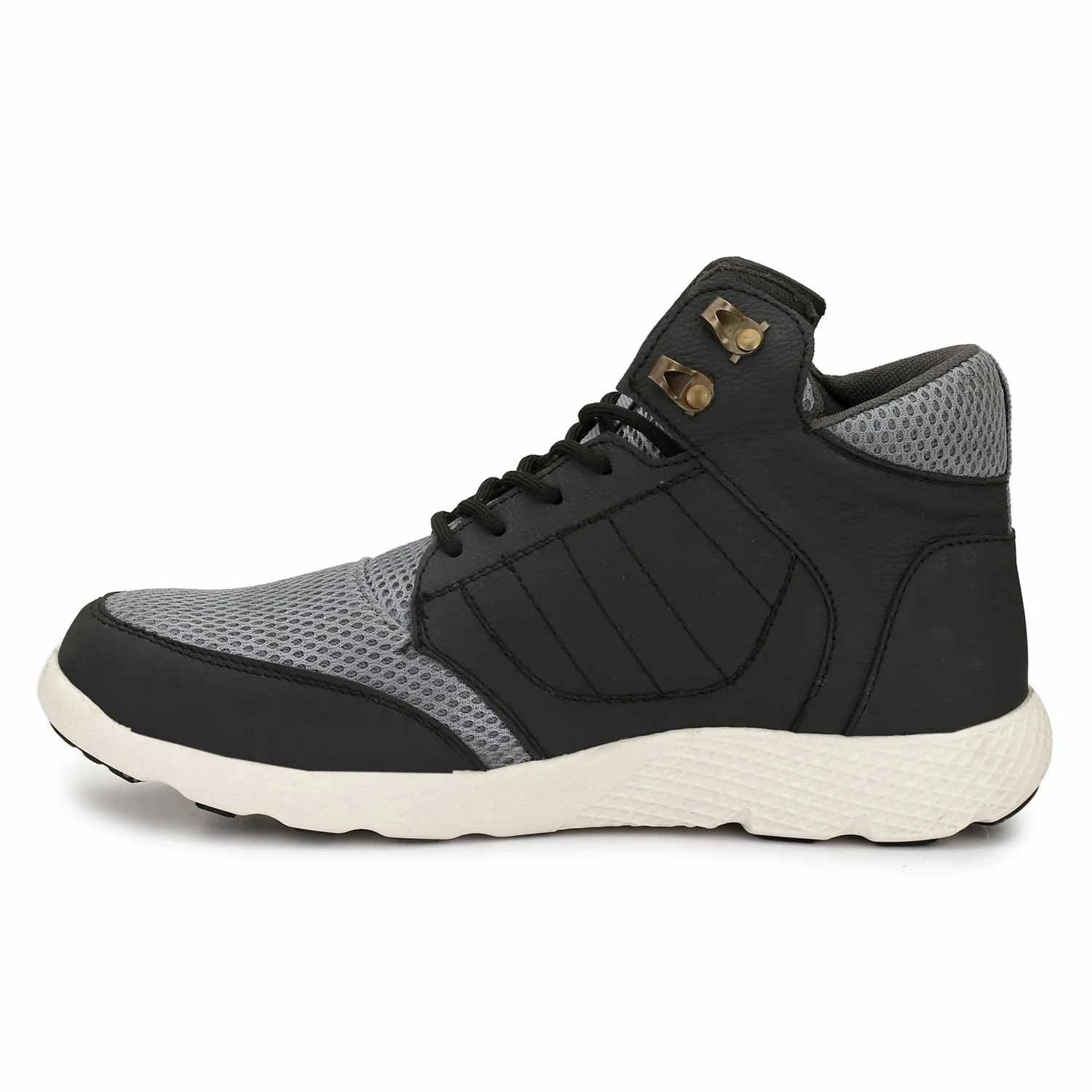 Eego Italy®® Genuine Leather Light Weight Men's Steel Toe Safety Shoes with Anti Skid Sole Grey