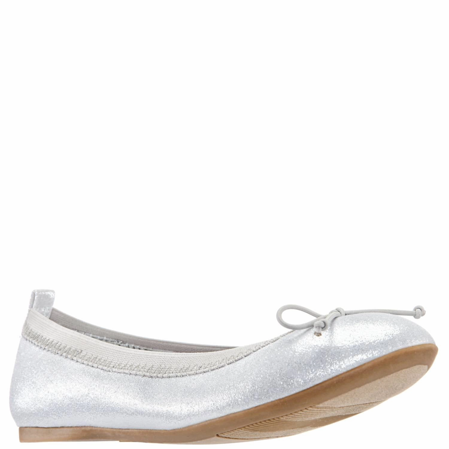 Kid's Esther Shoes In Silver Shimmer Stylish Details Blown Rubber Cushion