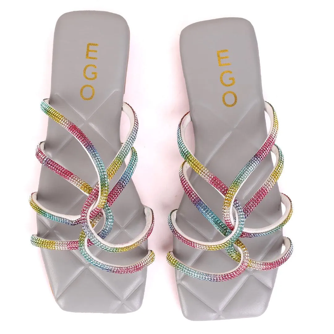EGO Classic Flat heel Multi Coloured With Grey Sole Design Slipper