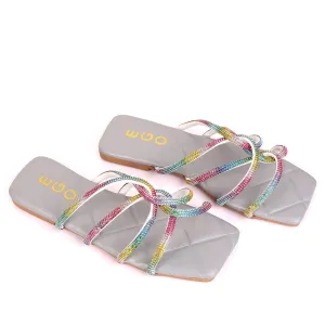 EGO Classic Flat heel Multi Coloured With Grey Sole Design Slipper