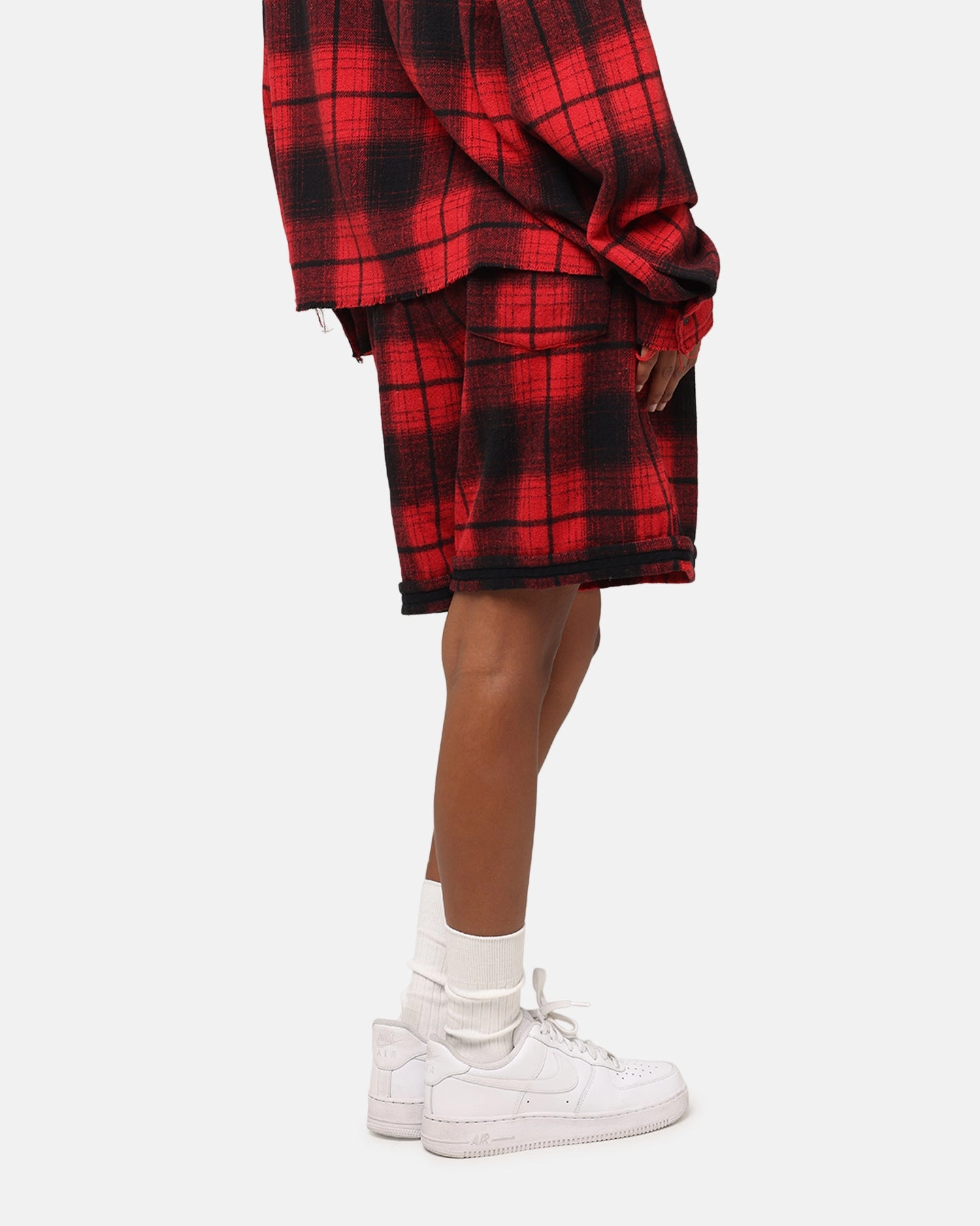 High-waisted fit Body Aligned XXIII Plaid Ball Shorts Red