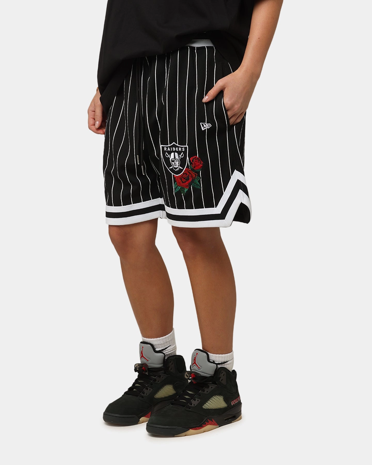 WaterRepellentCoating Tough Style New Era Las Vegas Raiders Rose Mesh Shorts Black