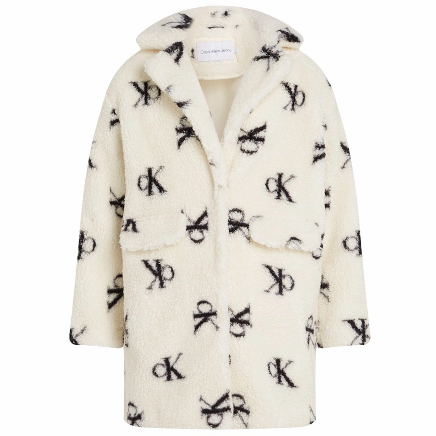Simple Modern Piece Wrinkle Free Exterior Calvin Klein MonAndram Aop Ivory Teddy Aop Coat