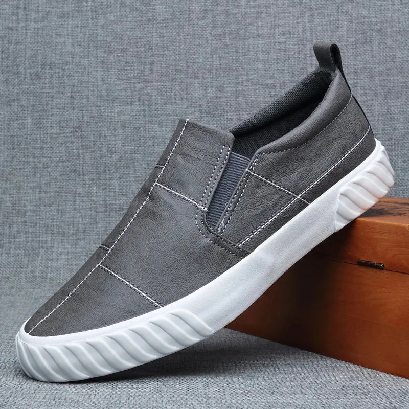 Elegant White & Black men's slip-on Faux Leather shoes
