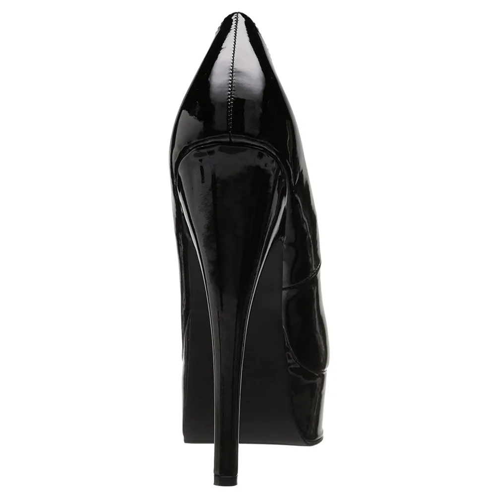 Ellie Shoes Prince 6.5" Stiletto Patent Platform Pumps - Black