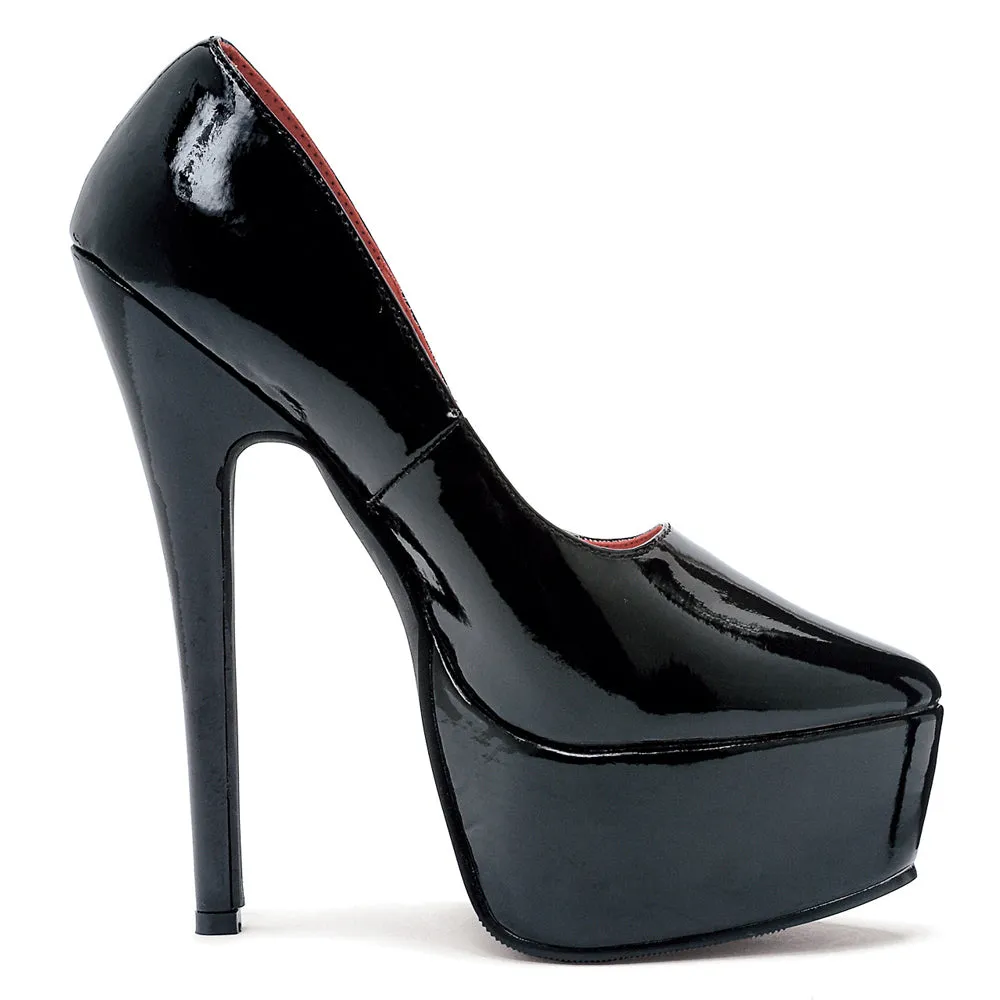 Ellie Shoes Prince 6.5" Stiletto Patent Platform Pumps - Black