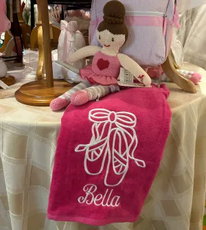 EMBROIDERED BEACH TOWEL BALLET SLIPPERS