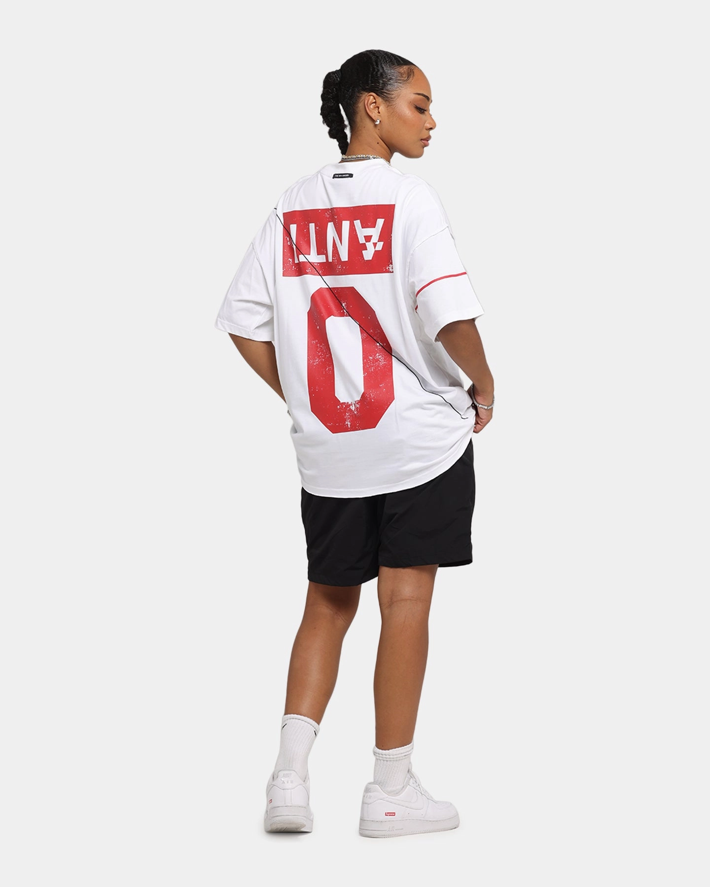 The Anti Order Azero Non Seam Oversized T-Shirt White/Red oversized but not shapeless