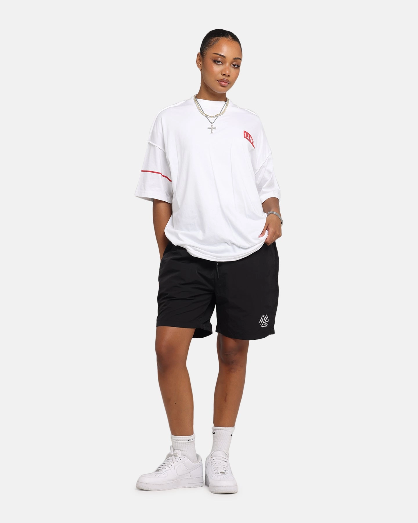 The Anti Order Azero Non Seam Oversized T-Shirt White/Red Fashionable Ease Dimensional Stability Weave