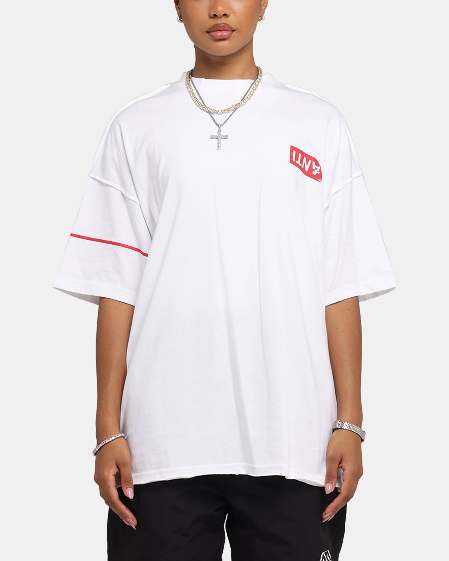 Regular Fit Fashion Forward The Anti Order Azero Non Seam Oversized T-Shirt White/Red