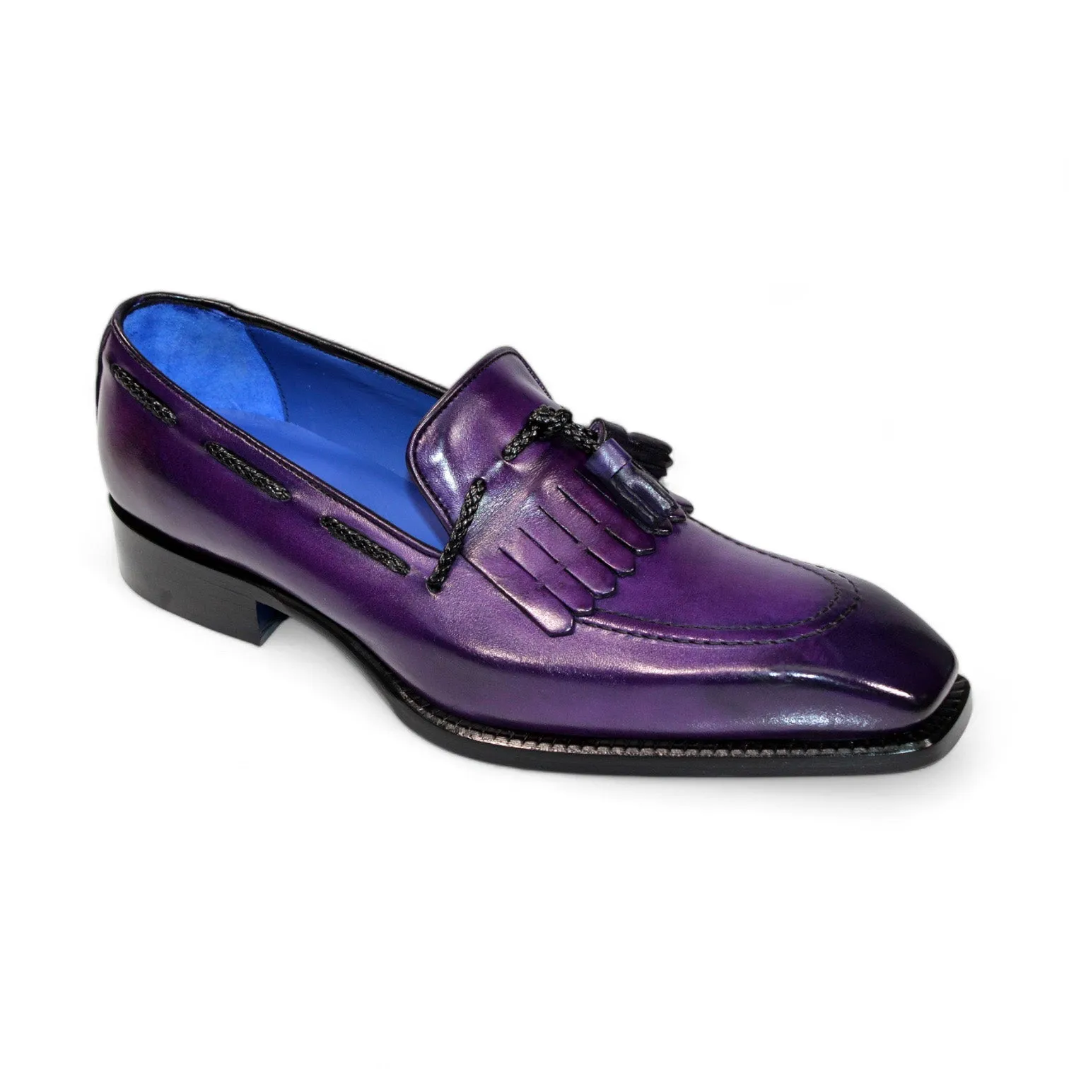Emilio Franco Tommaso Men's Shoes Purple Calf-Skin Leather Loafers (EF1273)