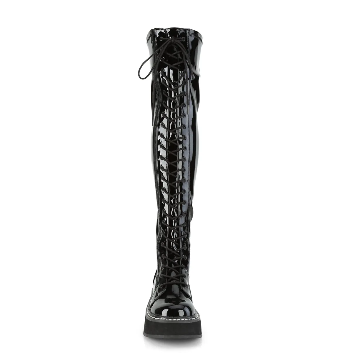 EMILY-375 DemoniaCult Black Patent Sexy Women's Over-the-Knee Boots (Alternative Footwear)