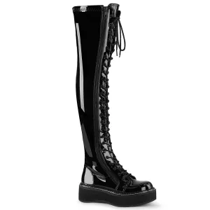 EMILY-375 DemoniaCult Black Patent Sexy Women's Over-the-Knee Boots (Alternative Footwear)