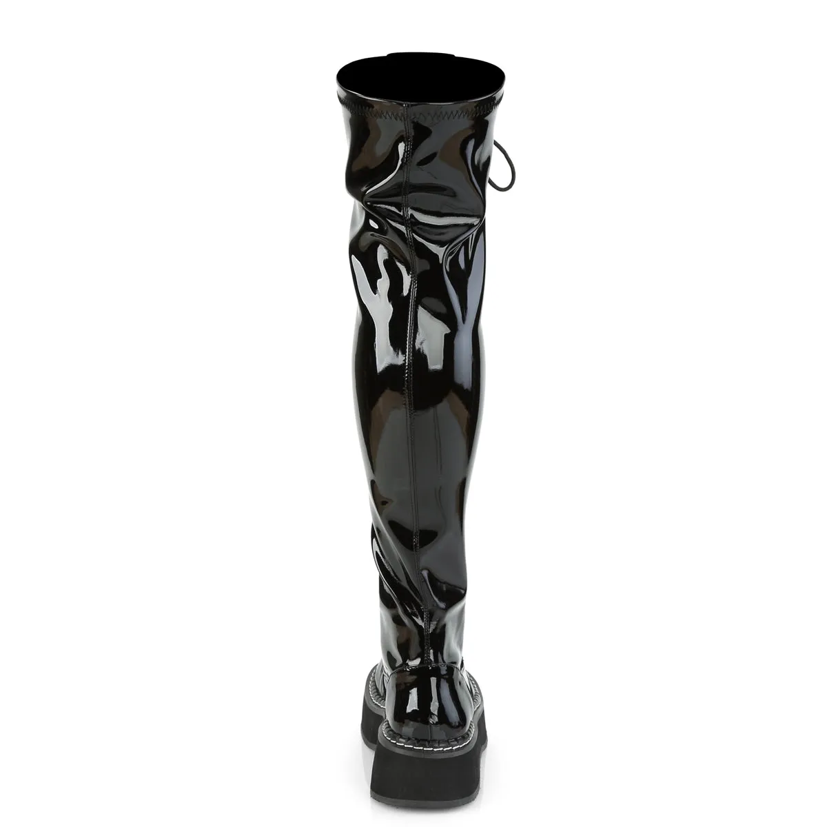 EMILY-375 DemoniaCult Black Patent Sexy Women's Over-the-Knee Boots (Alternative Footwear)