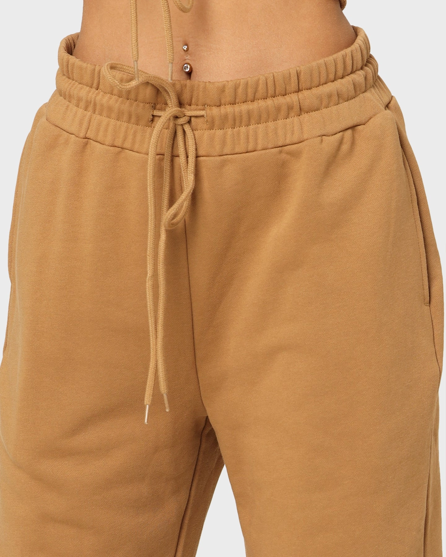 EN ES Women's Mason Lace Up Track Pants Tan Performance Fit