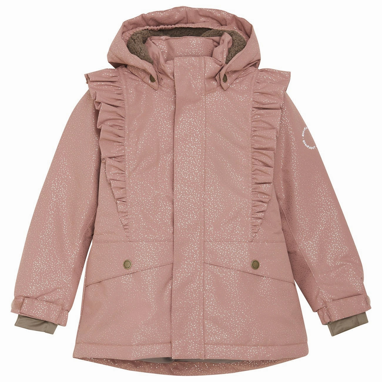 Zip Pockets Reinforced Collar Structure En Fant Burlwood jacket w. Ruffles