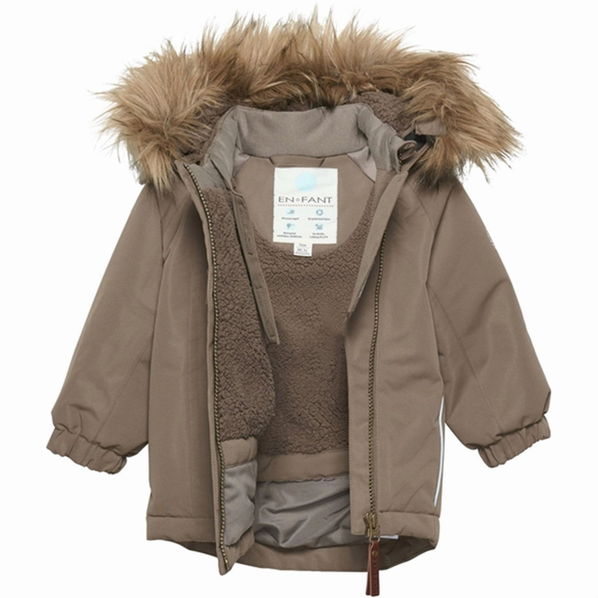 En Fant Jacket Solid Baby Chocolate Chip Cozy Texture Layered Protection