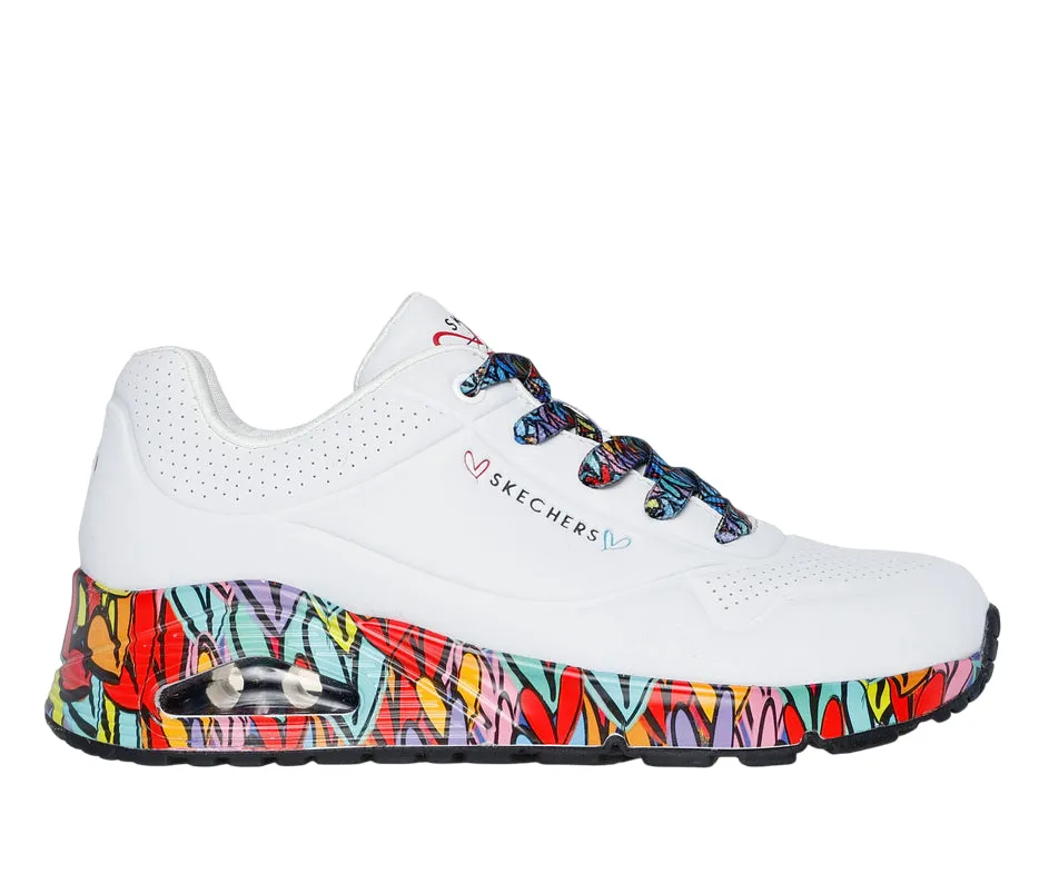 Skechers scarpa sneakers donna JGoldcrown Uno Loving Love 155506/WMLT bianco Shock Cushion running in a concrete bridge area shoes
