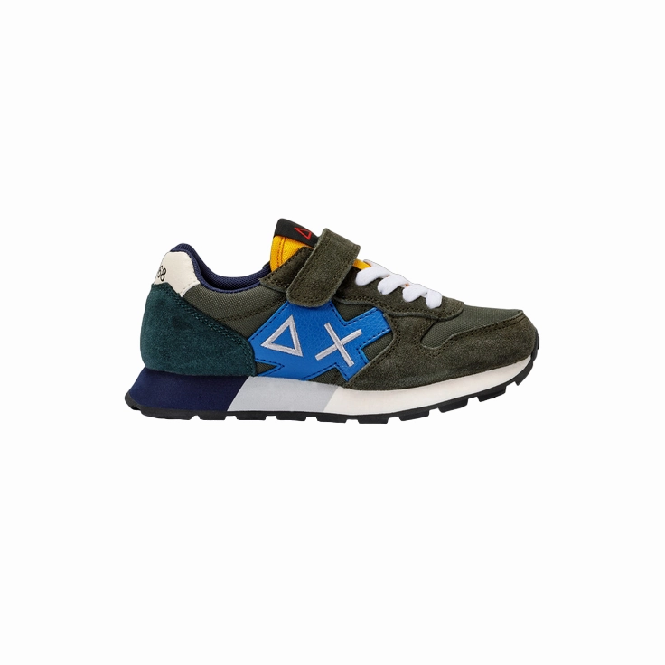 trendy running wear Even weight distribution Sun68 scarpa sneakers da ragazzo con laccio elastico e velcro Jaki Solid Z43313K 74 verde militare scuro