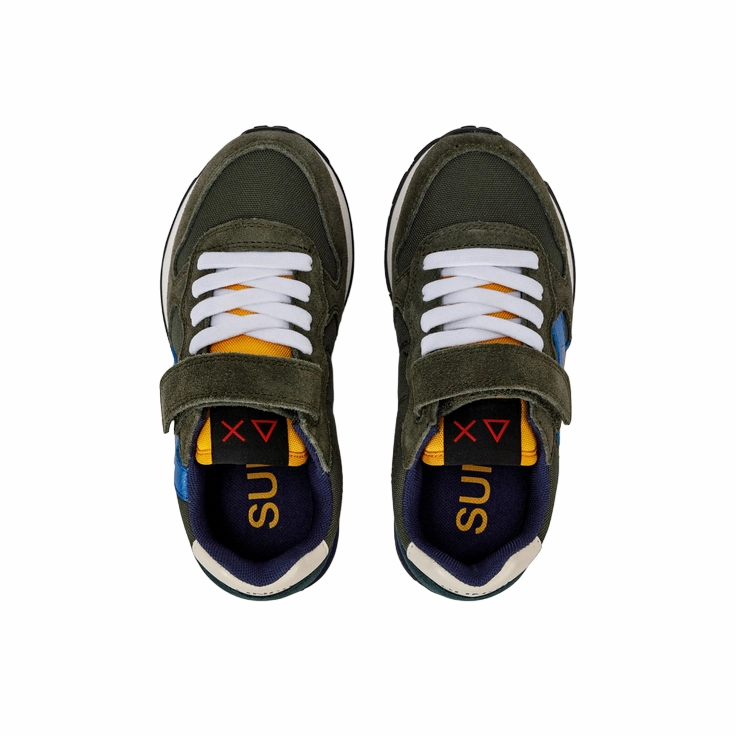 travel - shoes Sun68 scarpa sneakers da ragazzo con laccio elastico e velcro Jaki Solid Z43313K 74 verde militare scuro