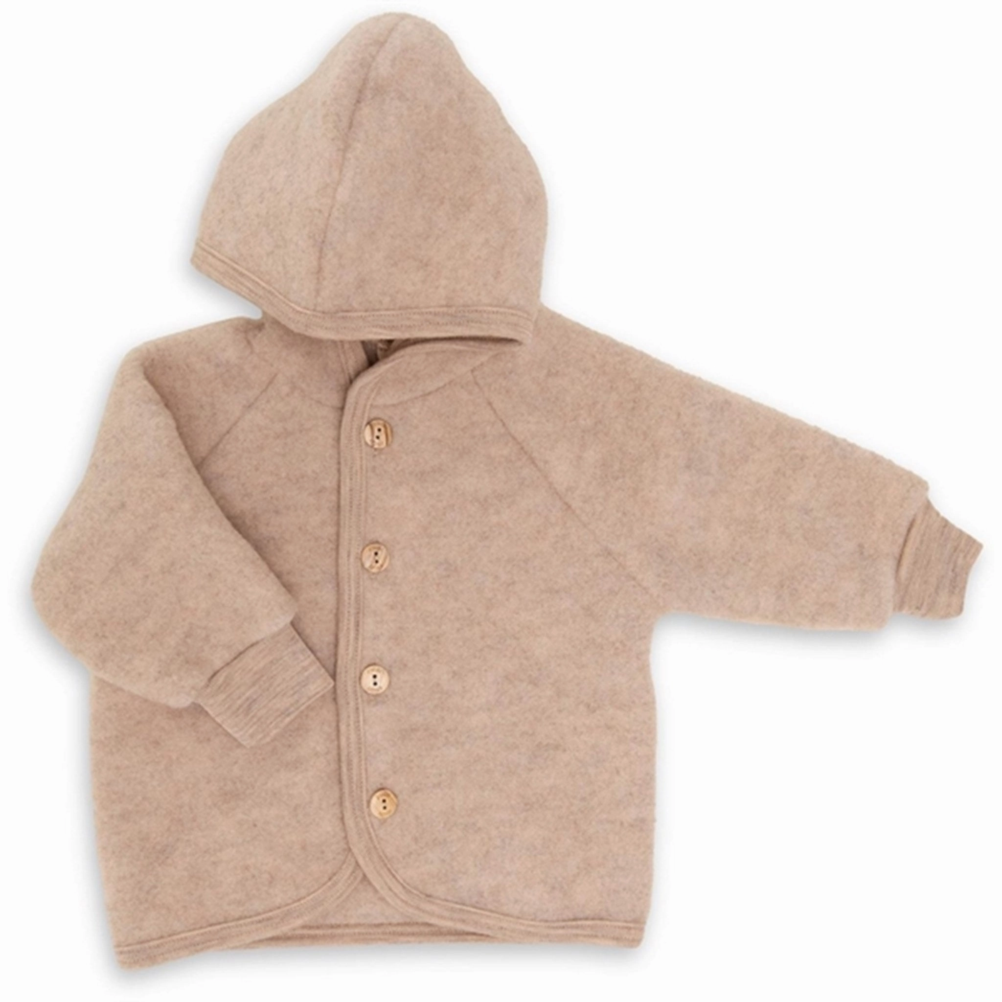 Seamless Bonding Engel Hooded Jacket With Wooden Buttons Sand M??lange