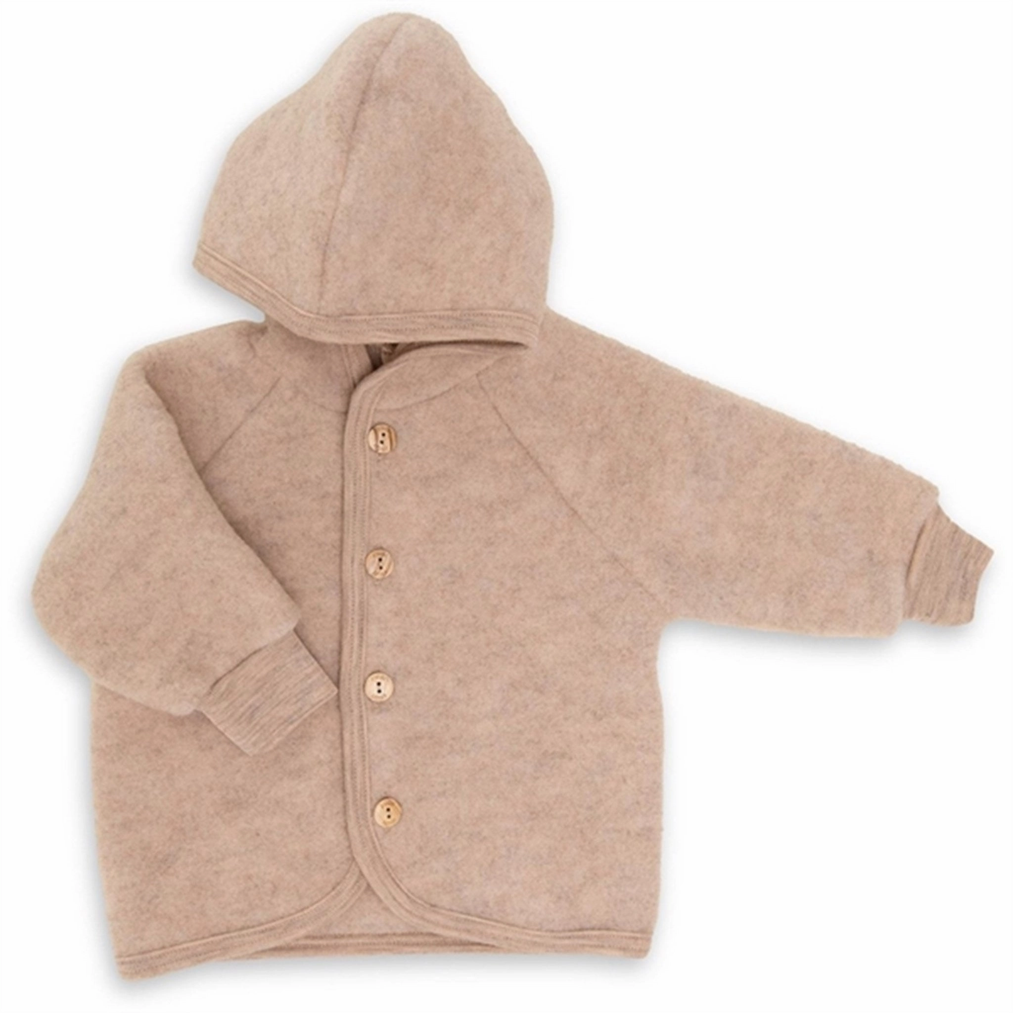 SoftshellTexture Engel Hooded Jacket With Wooden Buttons Sand M??lange