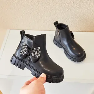 England Style All-match Black Children Shoes Girls Ankle Boots