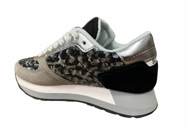 competition edge SUN68 scarpa sneakers da donna Kate Paillettes Z31221 4711 grigio scuro nero