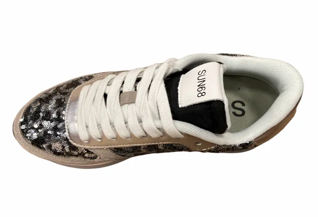 SUN68 scarpa sneakers da donna Kate Paillettes Z31221 4711 grigio scuro nero treadmill tool Blown Rubber Padding
