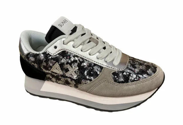 Ankle Stabilization SUN68 scarpa sneakers da donna Kate Paillettes Z31221 4711 grigio scuro nero