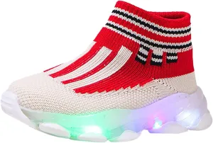 EnJoCho 1-6Years Sport Baby Children Luminous Shoes Girls Light Kids Led Bling Baby Shoes Boys Running Shoes (Red#65, 3.5-4 Years Toddler)