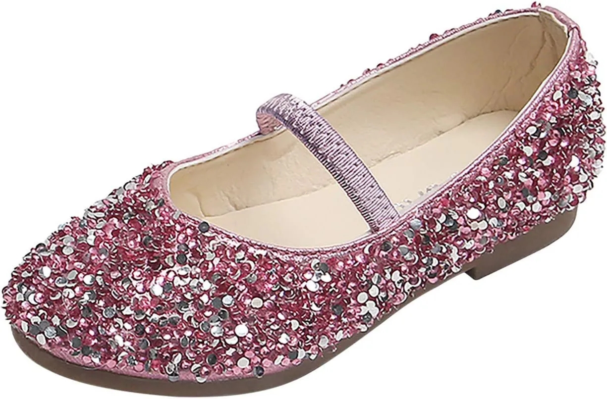 EnJoCho Baby Cute Girls Dress Shoes Shoes for Girls Comfortable PU Flats School Shoes for Mary Jane (Pink-b#wer, 2.5-3 Years)