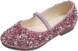 EnJoCho Baby Cute Girls Dress Shoes Shoes for Girls Comfortable PU Flats School Shoes for Mary Jane (Pink-b#wer, 5-5.5 Years)