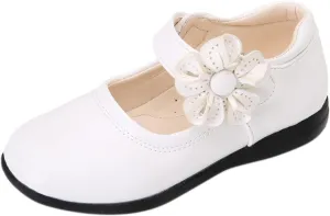 EnJoCho Baby Cute Girls Dress Shoes Shoes for Girls Comfortable PU Flats School Shoes for Mary Jane (White-a#wer, 8.5-9 Years)