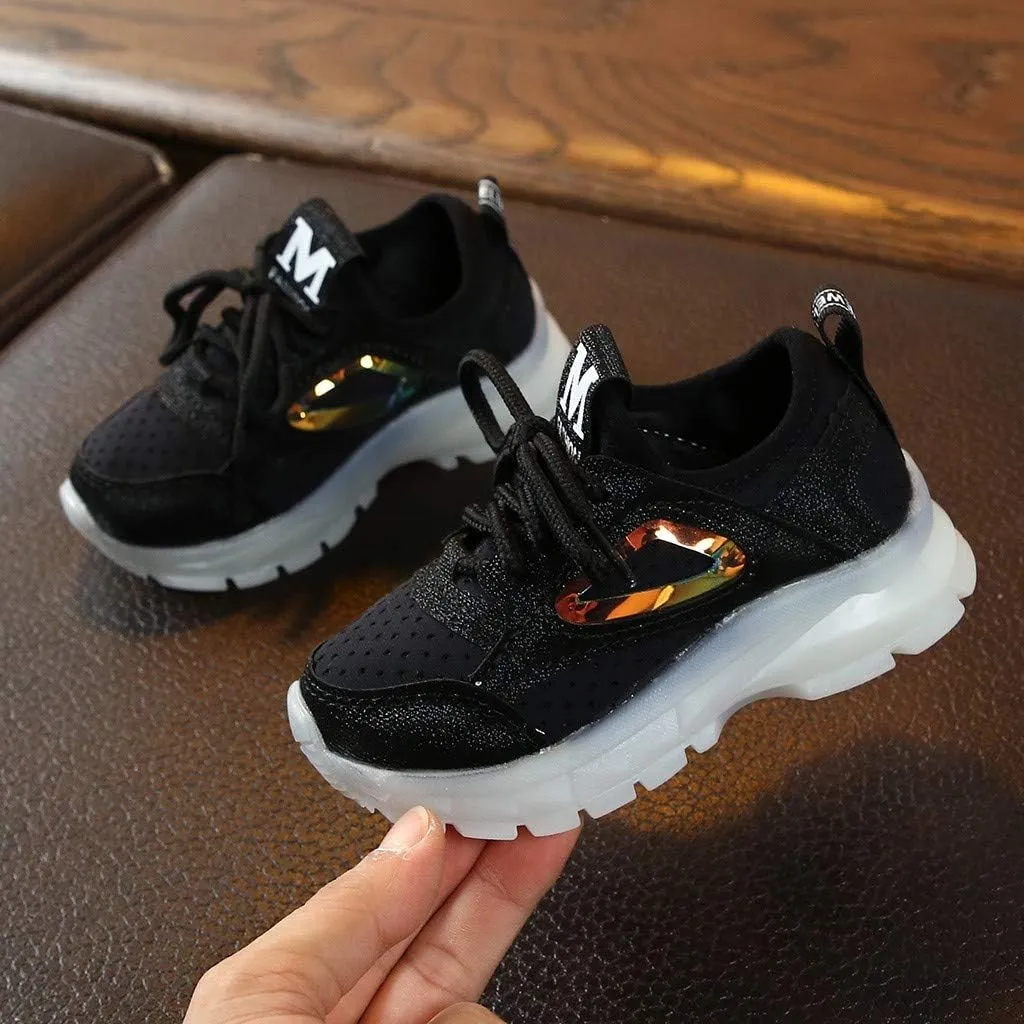 EnJoCho Children Baby Girls Boys Breathable Light Up Shoes Mesh Led Luminous Sport Run Sneakers Shoes for Kids