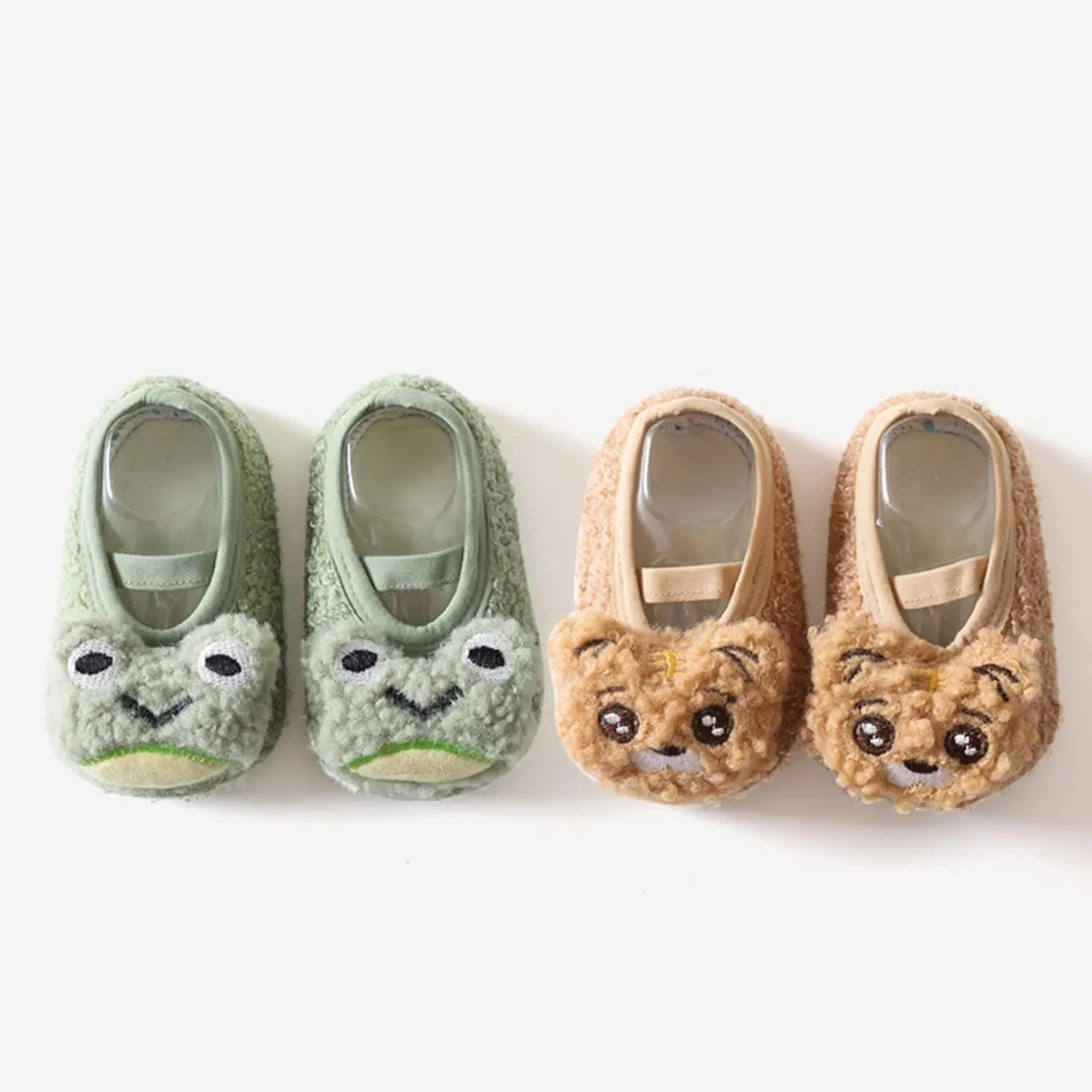 EnJoCho Children Running Shoes Boys and Girls Cartoon Character Pattern Warm Toddler Shoes Indoor Floor Socks (Khaki, 5 Years)