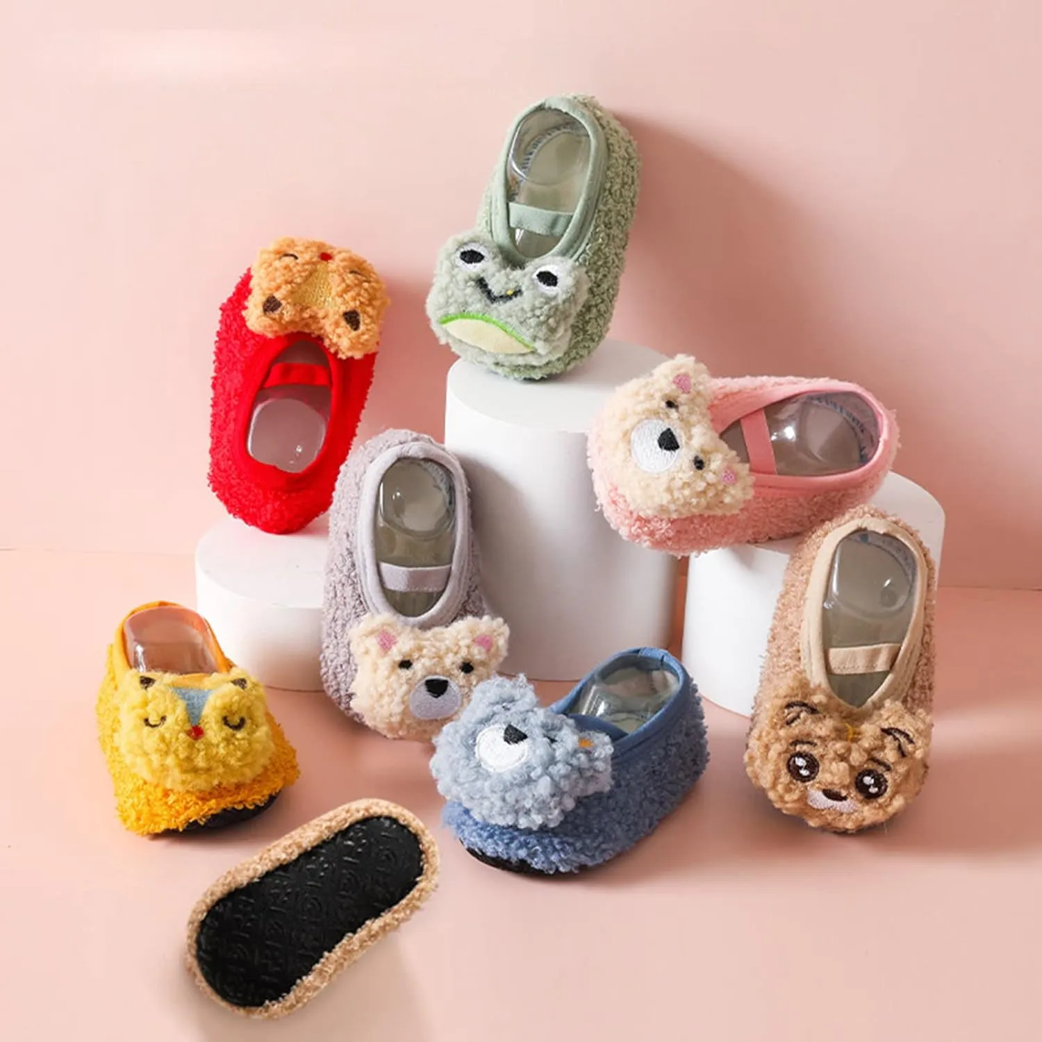 EnJoCho Children Running Shoes Boys Girls Cartoon Character Pattern Warm Toddler Shoes Indoor Floor Socks Non Slip Fashion