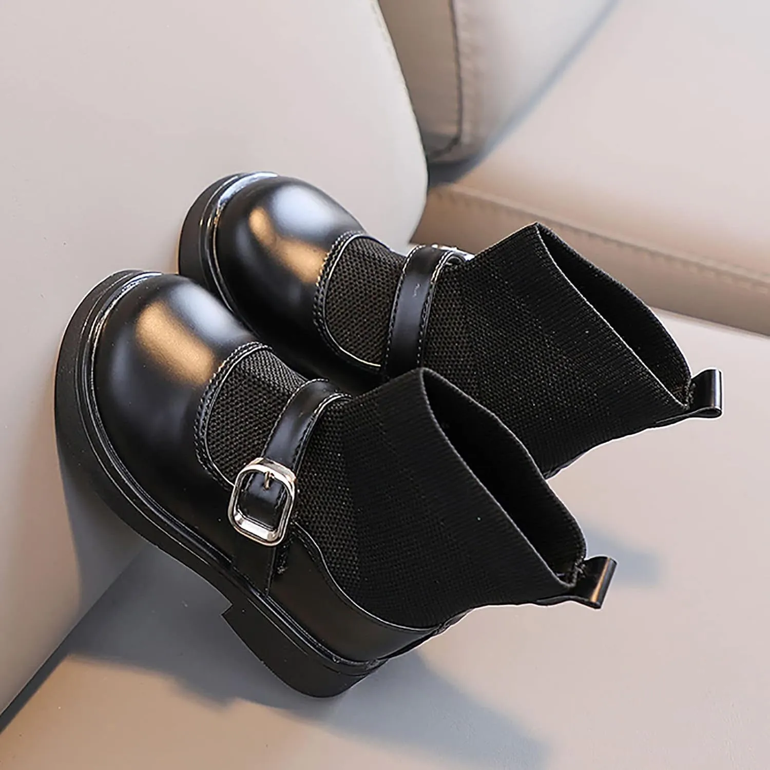 EnJoCho Children Single Shoes Toddler Girls Booties Little Kid Shoes Short Boots Girls Ankle Boots School Leather Shoes