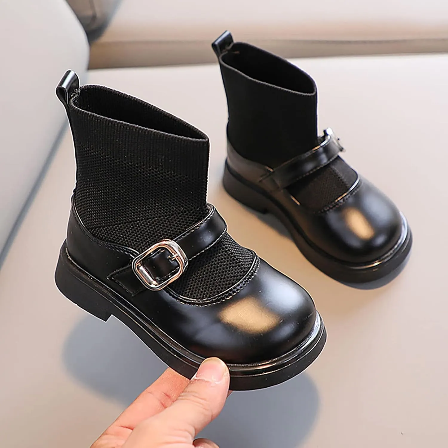 EnJoCho Children Single Shoes Toddler Girls Booties Little Kid Shoes Short Boots Girls Ankle Boots School Leather Shoes