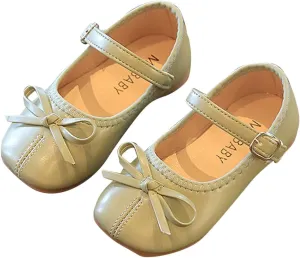EnJoCho Girls Tennis Shoes Summer and Autumn Girls Boots Cute Flat Solid Color Bow Buckle Casual and Comfortable (Green, 26)