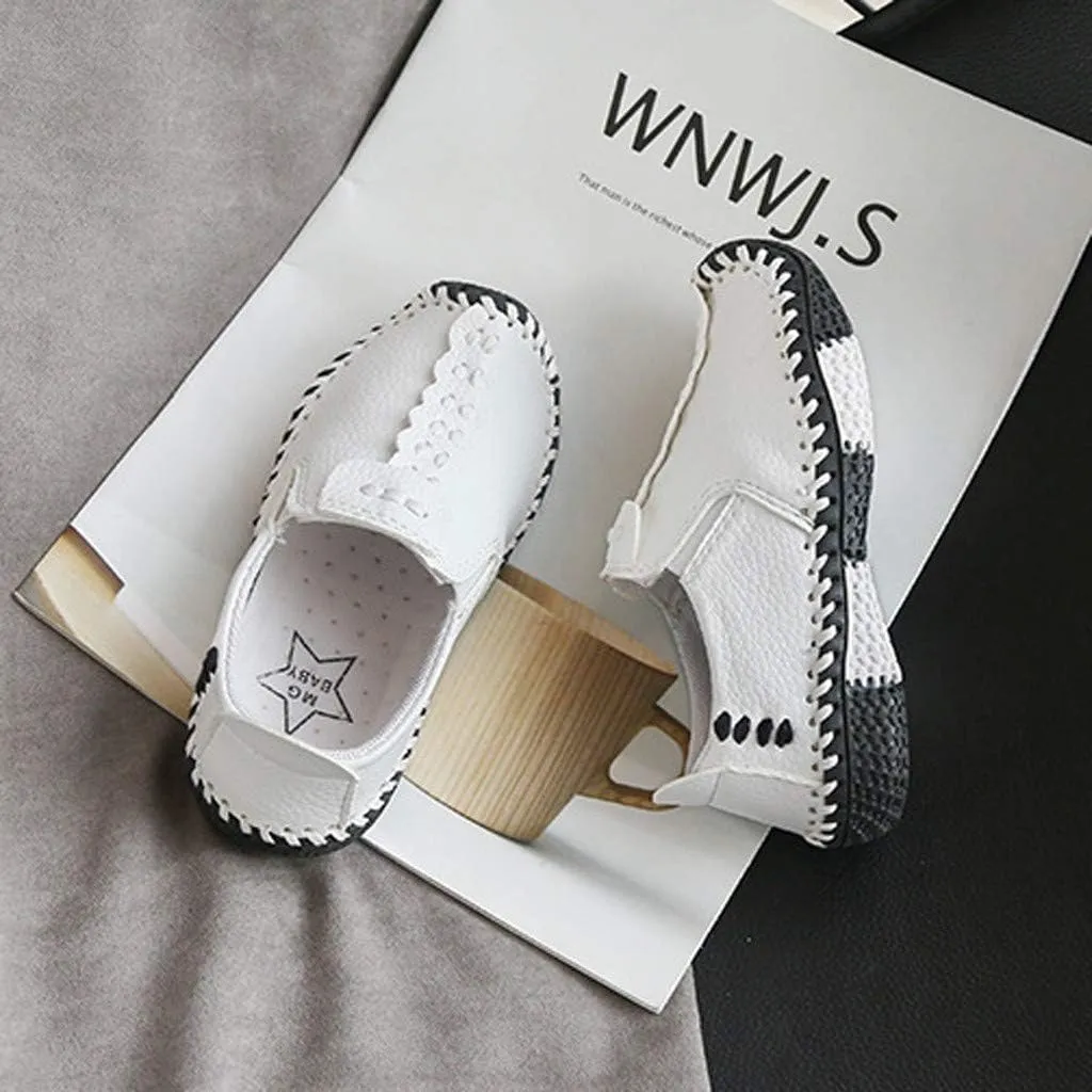 EnJoCho Tennis Shoes for Children Fashion Leather Girls Flats Shoes Big Casual Sneakers Boys Kids Soft Baby Casual Shoes