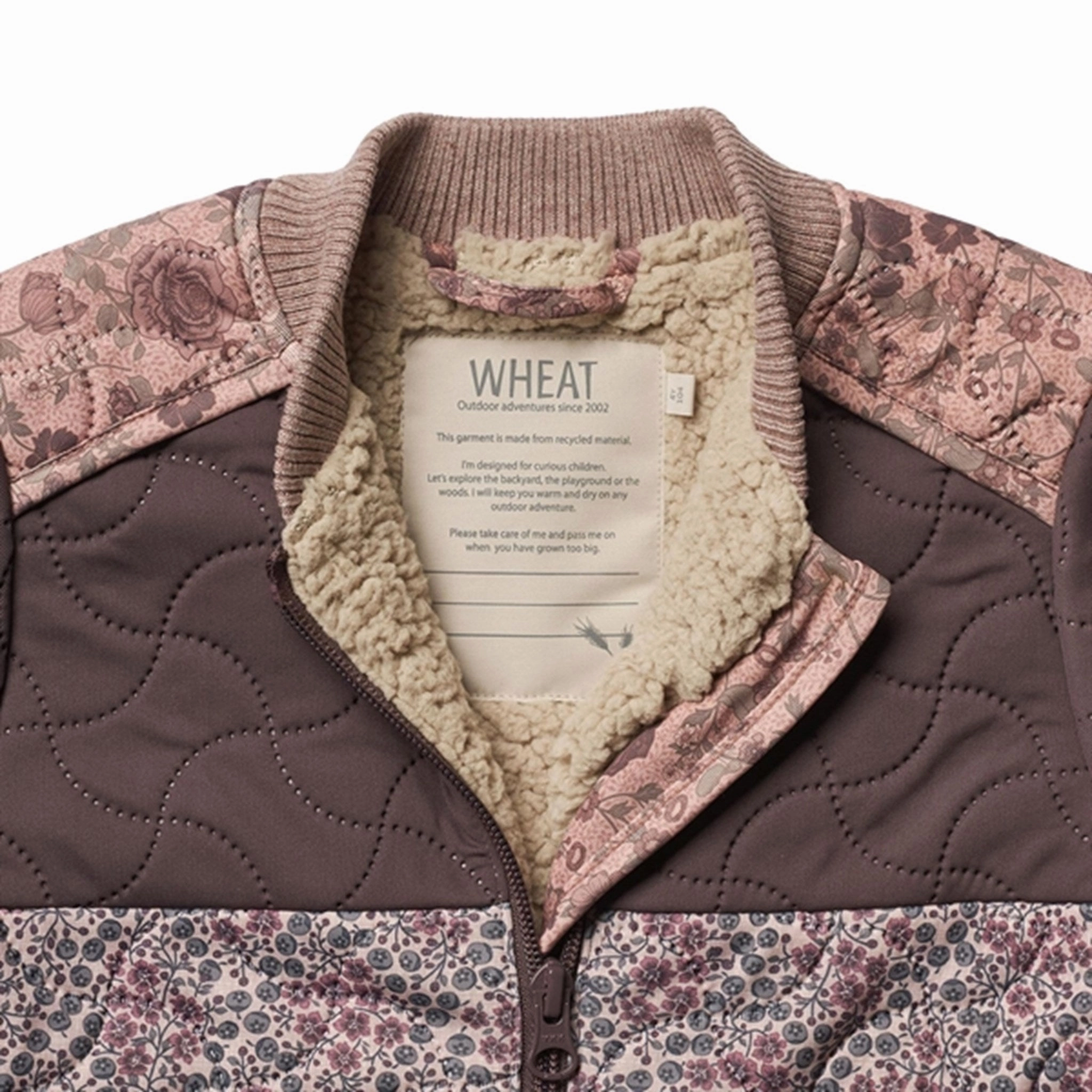 Eco Friendly Recycled Material QuiltedPattern Wheat Thermo Harlequin Berries Jacket Hadis