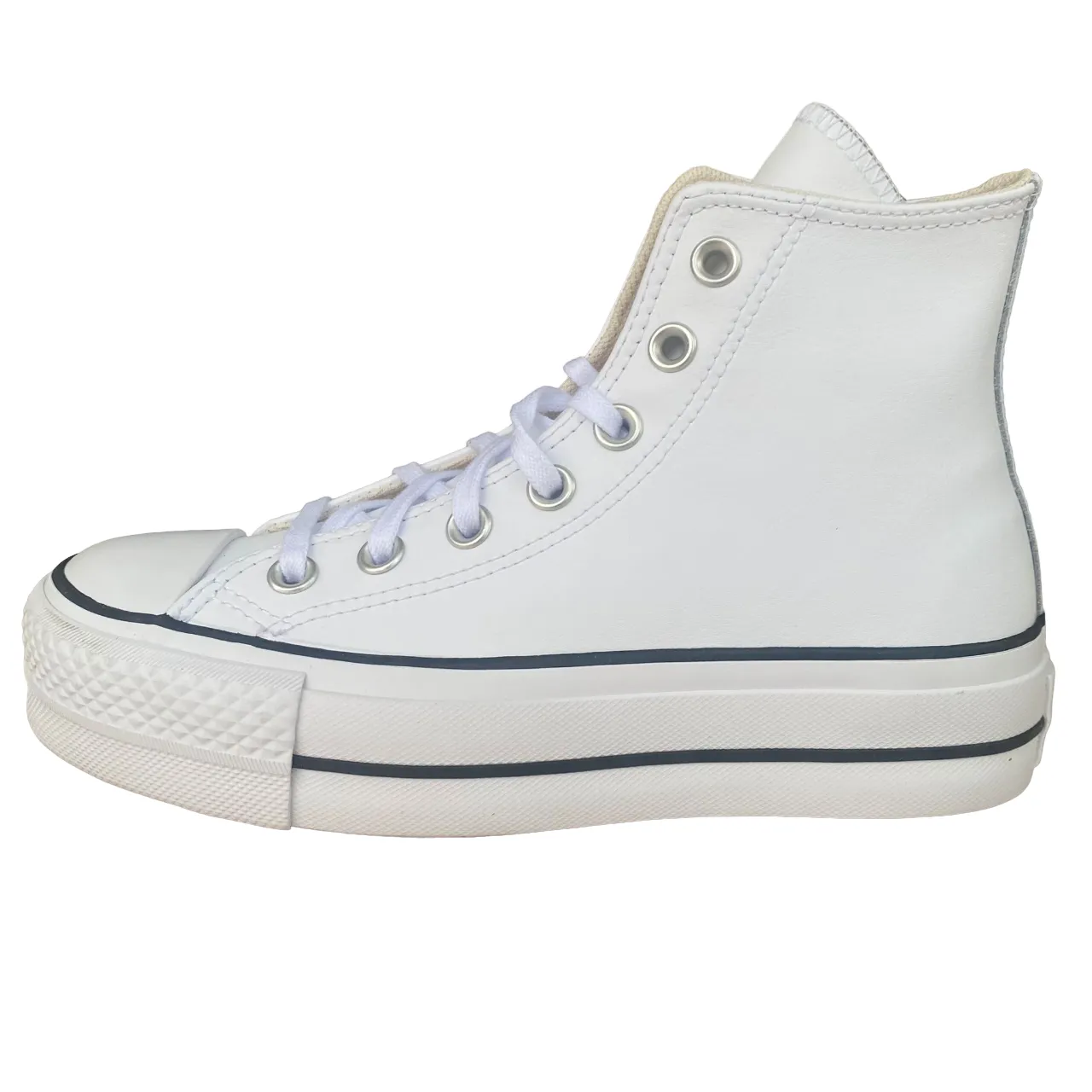 Converse All Star Chuck Taylor Donna Pelle 561676C | Sneakers Platform alta bianca Tension Balance System