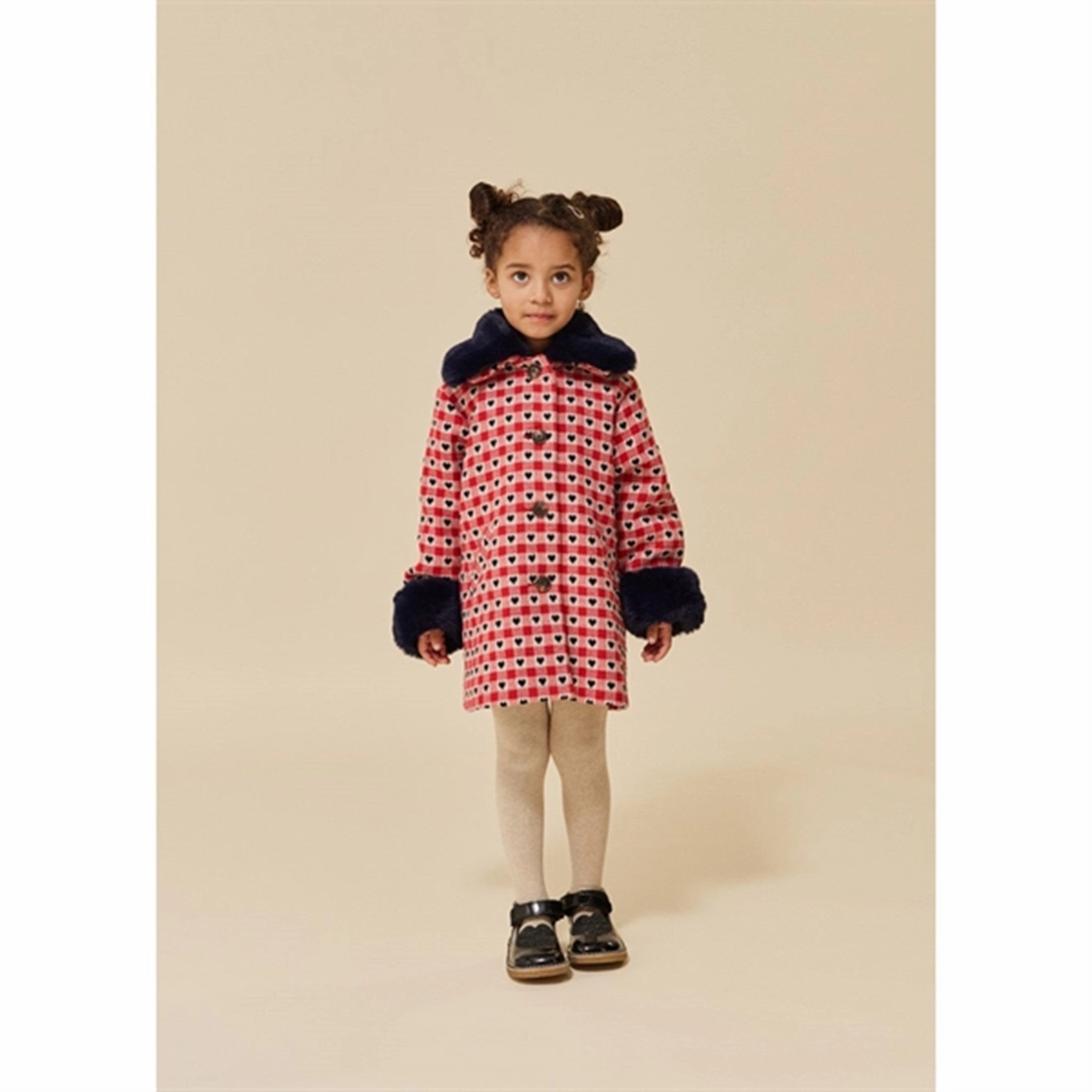 Konges Sl?jd Nela Coat Red Dahlia Check Anti Pilling Surface Treatment