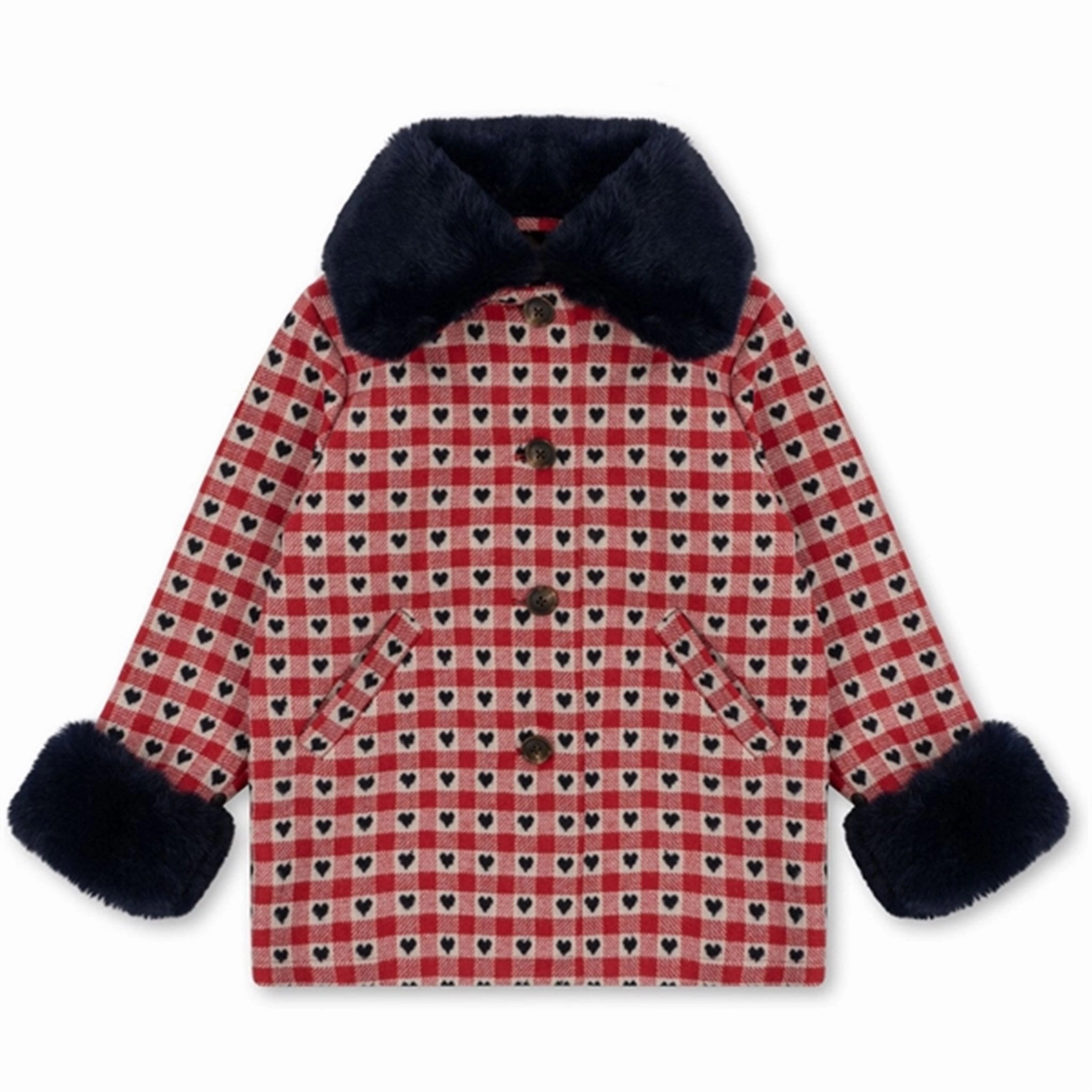 Konges Sl?jd Nela Coat Red Dahlia Check Eco Friendly Dye Process