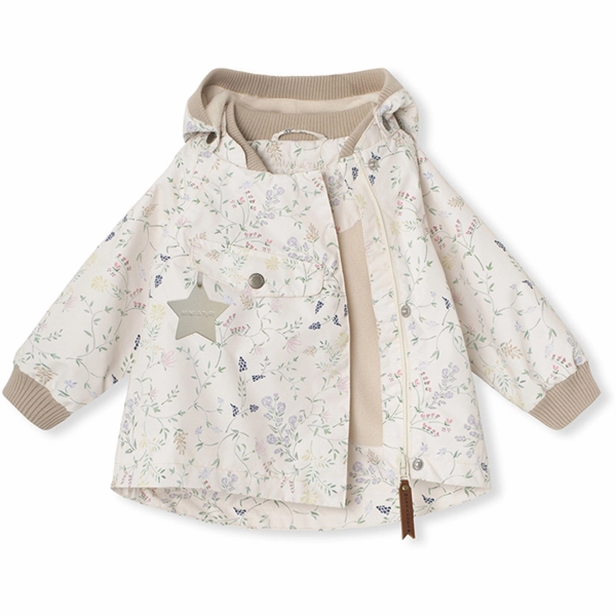 Neutral Tones Look Breathable Membrane MINI A TURE WAI Spring Jacket w/Fleece Lining Printed Print Ancient Flowers